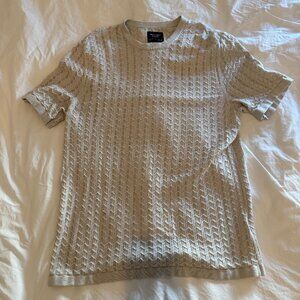 Abercrombie Stitched Textured Tee - Cream, Large